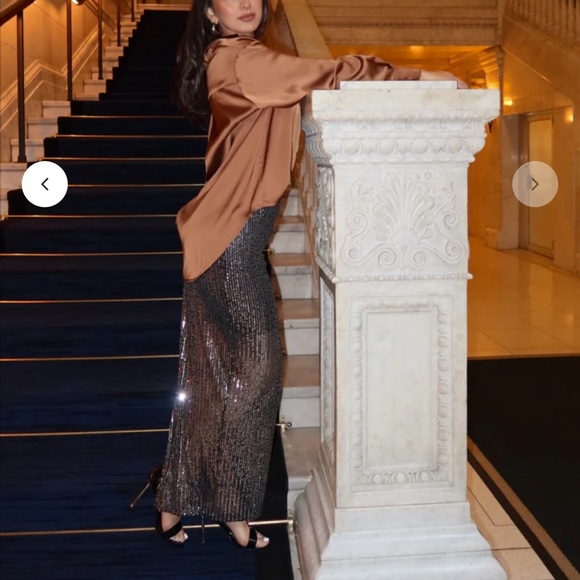 Vestique Gray Sequin Maxi Pencil Skirting - Picture 3 of 6